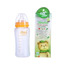咪呢小熊 硅胶奶嘴 奶瓶婴儿用品初生儿奶瓶 防烫宽口径玻璃奶瓶 270ml 9oz 橙色
